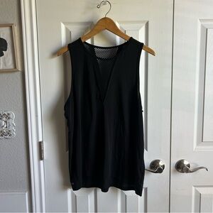 Rese black mesh v neck tank top